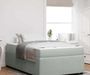 vidaXL Cadru de pat cu saltea Altele Gri deschis 120 x 190 cm Catifea