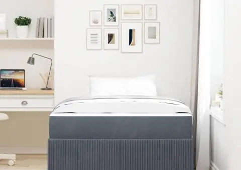 Cadru de pat cu saltea Altele Gri închis 120 x 190 cm Catifea - 5/5