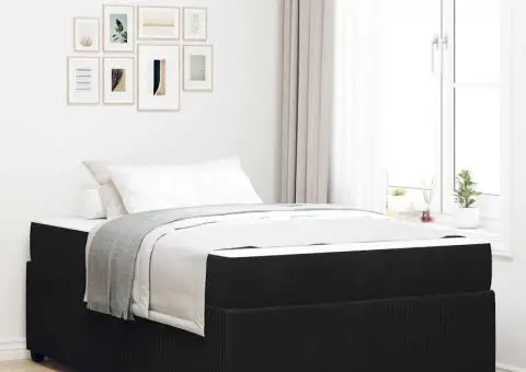 Cadru de pat cu saltea Altele Negru 120 x 190 cm Catifea - 1/5