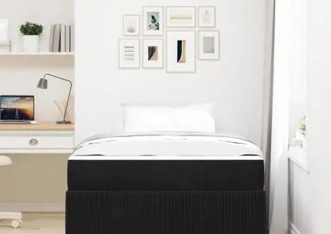 Cadru de pat cu saltea Altele Negru 120 x 190 cm Catifea - 5/5