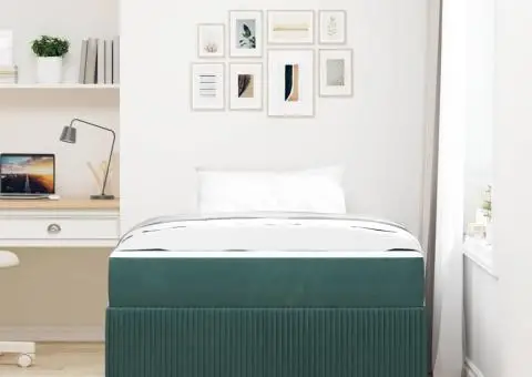 Cadru de pat cu saltea Altele Verde închis 120 x 190 cm Catifea - 5/5