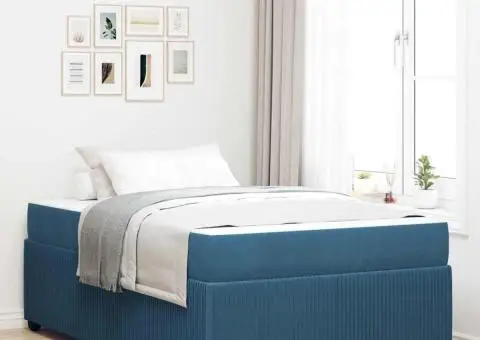 Cadru de pat cu saltea Altele albastru 120 x 190 cm Catifea - 1/5