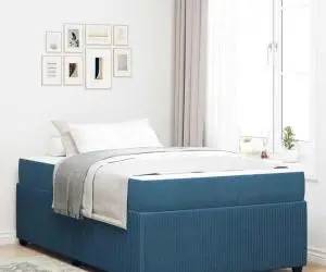 vidaXL Cadru de pat cu saltea Altele albastru 120 x 190 cm Catifea