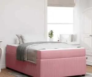 vidaXL Cadru de pat cu saltea Altele Roz 120 x 190 cm Catifea