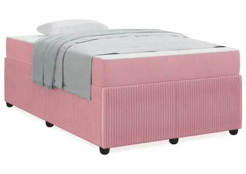 Cadru de pat cu saltea Altele Roz 120 x 190 cm Catifea - 4/5