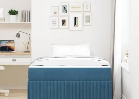 Cadru de pat cu saltea Altele albastru 120 x 200 cm Catifea - 5/5