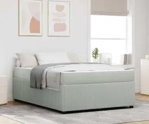 vidaXL Cadru de pat cu saltea Altele Gri deschis 140 x 200 cm Catifea