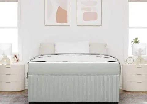 Cadru de pat cu saltea Altele Gri deschis 140 x 200 cm Catifea - 5/5