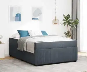 vidaXL Cadru de pat cu saltea Altele Gri închis 140 x 200 cm Catifea
