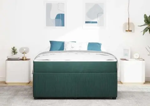 Cadru de pat cu saltea Altele Verde închis 140 x 200 cm Catifea - 5/5