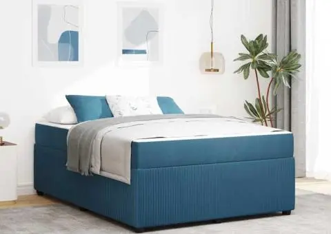 Cadru de pat cu saltea Altele albastru 140 x 200 cm Catifea - 1/5