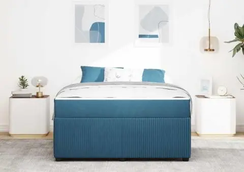 Cadru de pat cu saltea Altele albastru 140 x 200 cm Catifea - 5/5