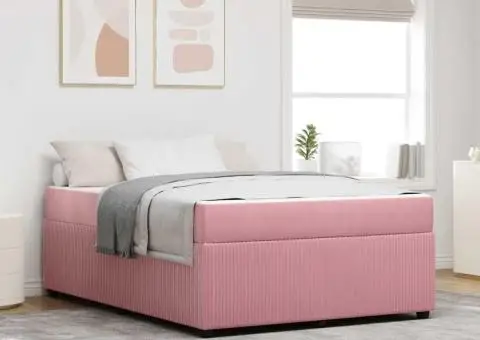 Cadru de pat cu saltea Altele Roz 140 x 200 cm Catifea - 1/5