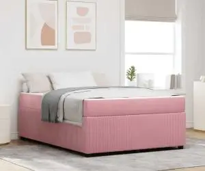 vidaXL Cadru de pat cu saltea Altele Roz 140 x 200 cm Catifea