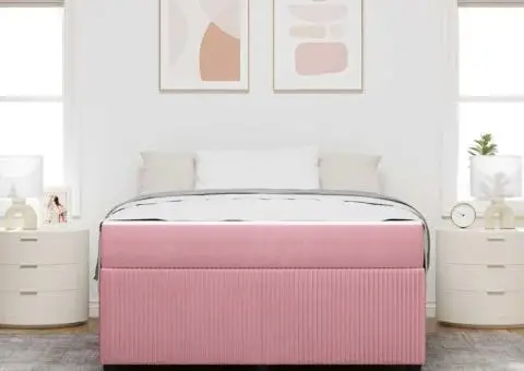 Cadru de pat cu saltea Altele Roz 140 x 200 cm Catifea - 5/5