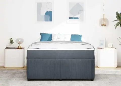 Cadru de pat cu saltea Altele Gri închis 160 x 200 cm Catifea - 5/5