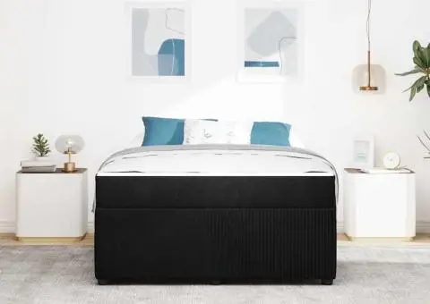 Cadru de pat cu saltea Altele Negru 160 x 200 cm Catifea - 5/5
