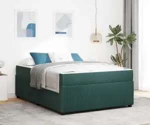 vidaXL Cadru de pat cu saltea Altele Verde închis 160 x 200 cm Catifea