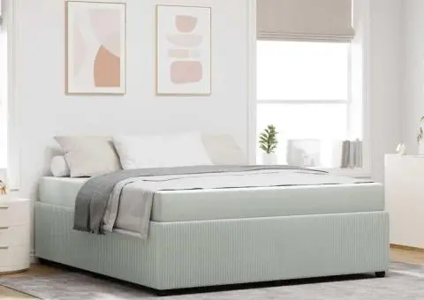 Cadru de pat cu saltea Altele Gri deschis și alb și gri deschis - 1/5