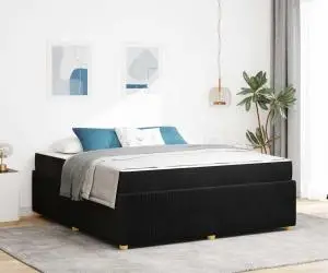 vidaXL Cadru de pat cu saltea Altele Negru 180 x 200 cm Catifea