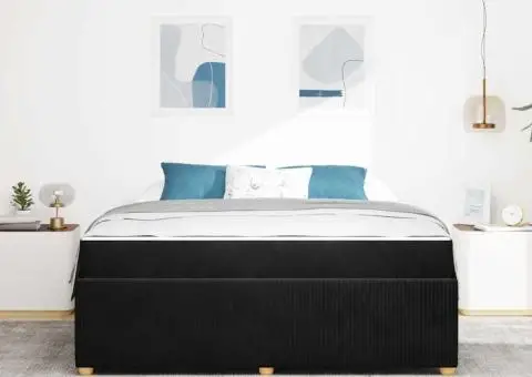 Cadru de pat cu saltea Altele Negru 180 x 200 cm Catifea - 5/5