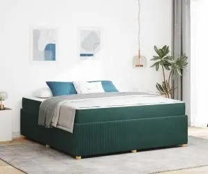vidaXL Cadru de pat cu saltea Altele Verde închis 180 x 200 cm Catifea