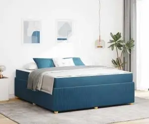 vidaXL Cadru de pat cu saltea Altele albastru 180 x 200 cm Catifea