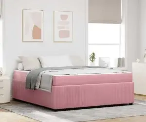 vidaXL Cadru de pat cu saltea Altele Roz 180 x 200 cm Catifea