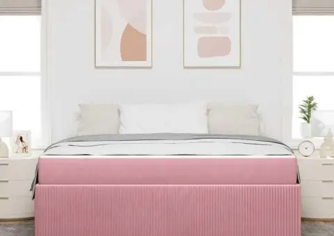 Cadru de pat cu saltea Altele Roz 180 x 200 cm Catifea - 5/5