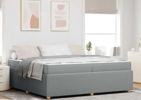 Cadru de pat Altele Gri deschis 200 x 200 cm țesătură - 1/5