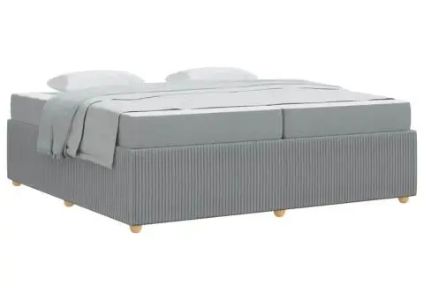 Cadru de pat Altele Gri deschis 200 x 200 cm țesătură - 3/5