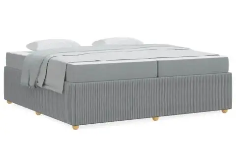 Cadru de pat Altele Gri deschis 200 x 200 cm țesătură - 4/5