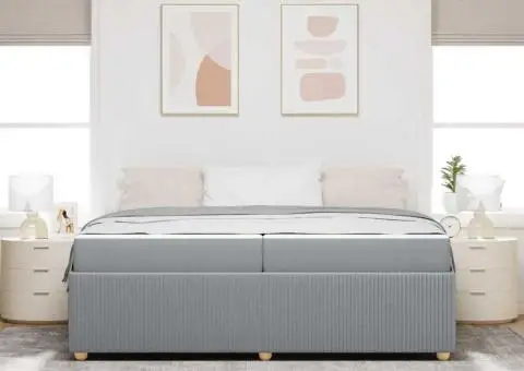 Cadru de pat Altele Gri deschis 200 x 200 cm țesătură - 5/5