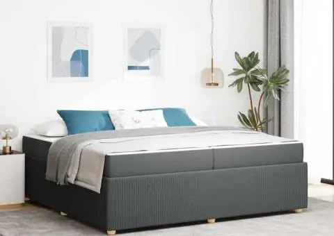 Cadru de pat Altele Gri închis 200 x 200 cm țesătură - 1/5