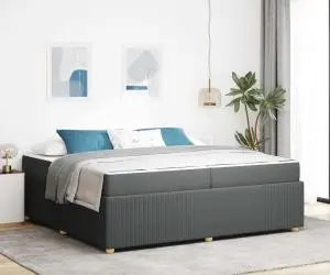 vidaXL Cadru de pat Altele Gri închis 200 x 200 cm țesătură