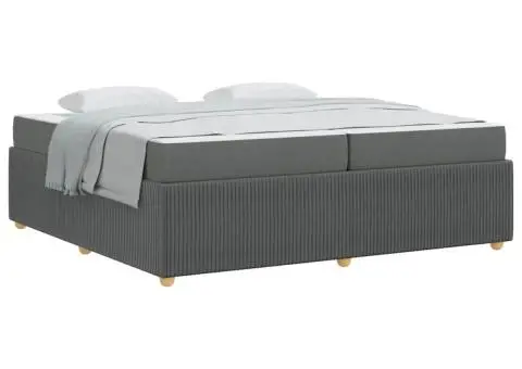 Cadru de pat Altele Gri închis 200 x 200 cm țesătură - 3/5