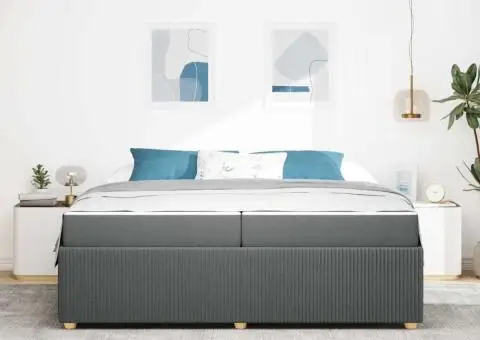 Cadru de pat Altele Gri închis 200 x 200 cm țesătură - 5/5