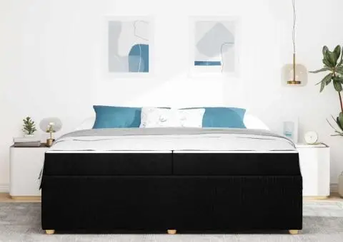 Cadru de pat Altele Negru 200 x 200 cm țesătură - 5/5