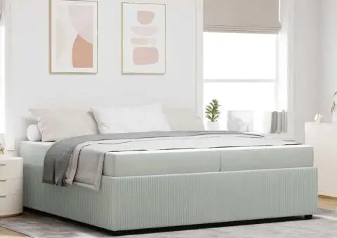 Cadru de pat cu saltea Altele Gri deschis 200 x 200 cm Catifea - 1/5