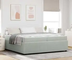 vidaXL Cadru de pat cu saltea Altele Gri deschis 200 x 200 cm Catifea