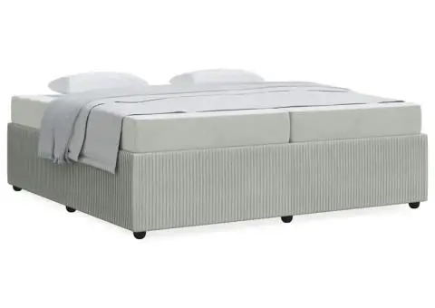 Cadru de pat cu saltea Altele Gri deschis 200 x 200 cm Catifea - 4/5