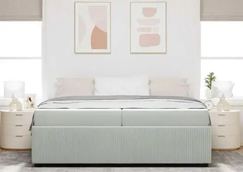 Cadru de pat cu saltea Altele Gri deschis 200 x 200 cm Catifea - 5/5