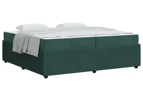 Cadru de pat cu saltea Altele Verde închis 200 x 200 cm Catifea - 3/5