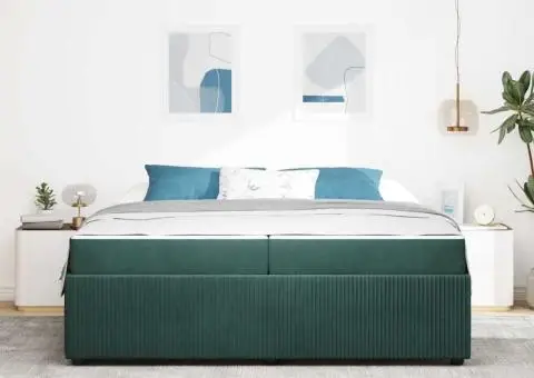 Cadru de pat cu saltea Altele Verde închis 200 x 200 cm Catifea - 5/5