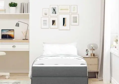 Pat cu arcuri Altele Gri închis 90 x 190 cm țesătură - 5/5