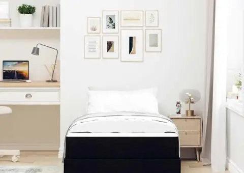 Pat cu arcuri Altele Negru 90 x 200 cm țesătură - 5/5