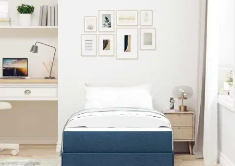 Pat cu arcuri Altele albastru 90 x 200 cm țesătură - 5/5