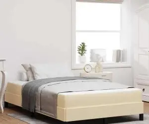 vidaXL Pat cu arcuri Altele Crem 120 x 200 cm țesătură