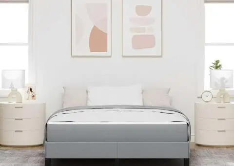 Pat cu arcuri Altele Gri deschis 140 x 200 cm țesătură - 5/5