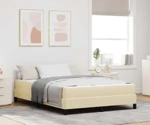 vidaXL Pat cu arcuri Altele Crem 140 x 200 cm țesătură